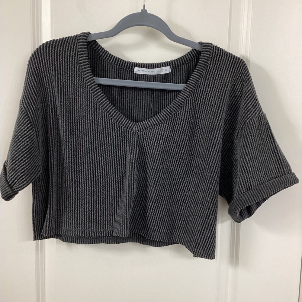 Altar'd State Charcoal Ribbed Crop Top